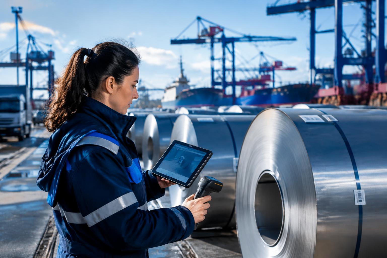 Carbon compliance inspection at an industrial freight terminal