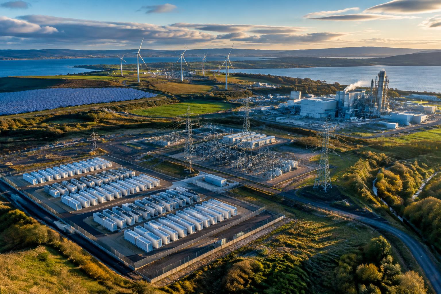 Battery storage connected to industrial grid infrastructure